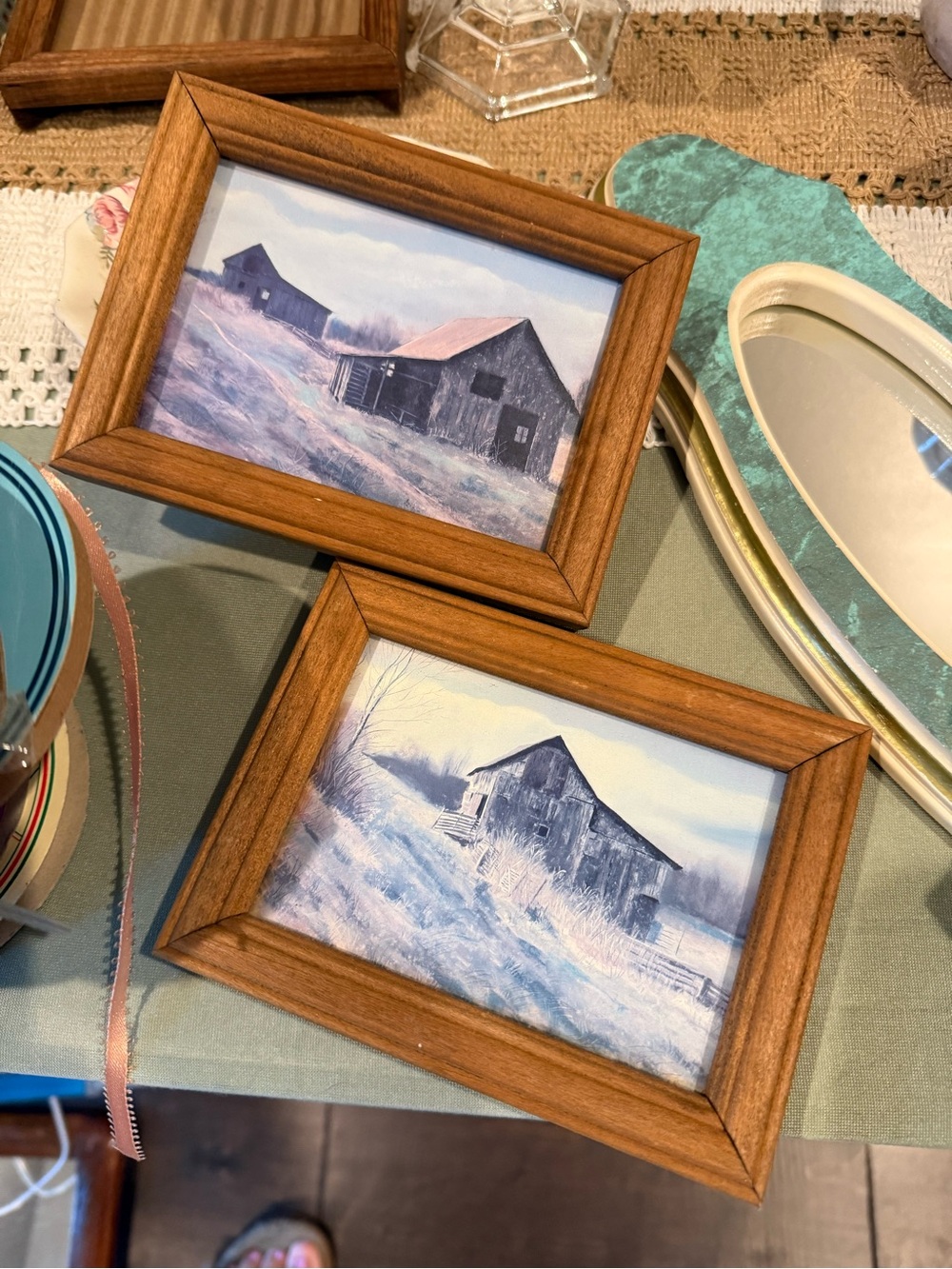 Unbranded Rustic Barn Wood-Framed Prints - Set of 2, Brown
